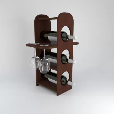 Lazer Kesim Minibar Şarap Şişesi Rafı ve Bardak Tutucu Ücretsiz Vektör CDR çizimi