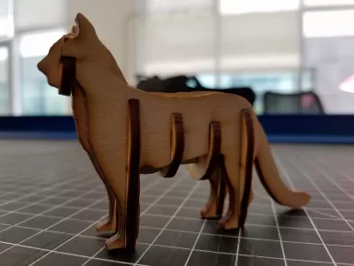 Lazer Kesim Kedi 3D Puzzle Ücretsiz Vektör AI çizimi