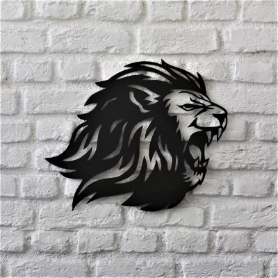 Lazer Kesim Aslan Duvar Dekoru DXF Dosyası DXF çizimi