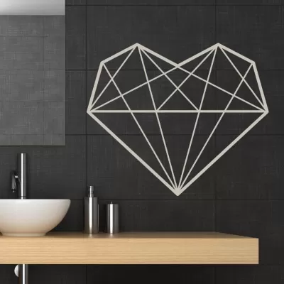 Lazer Kesim Geometrik Kalp Oturma Odası Dekor Duvar Tabelası Duvar Sanatı DXF çizimi