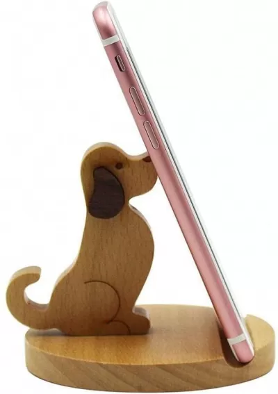 Lazer Kesim Yavru Köpek Telefon Standı Cep Telefonu Tutucu Ücretsiz Vektör CDR çizimi