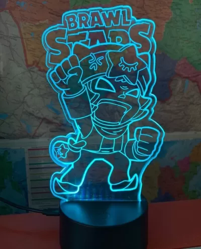 Lazer Kesim Brawl Stars Gece Lambası 3D İllüzyon Lamba Ücretsiz Vektör CDR çizimi