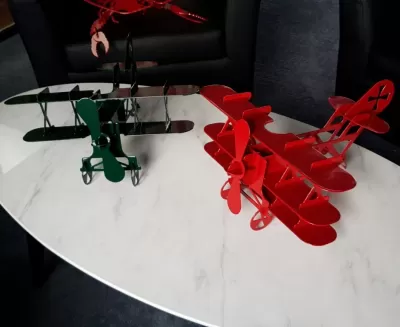 Lazer Kesim Çift Kanatlı Oyuncak Uçak Planları DXF Dosyası DXF çizimi