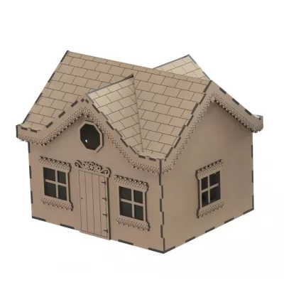 Lazer Kesim Ahşap Ev Villa Model Kiti Ahşap Batı Evi DXF Dosyası DXF çizimi