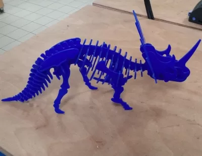Lazer Kesim Styracosaurus Dinozor 3D Puzzle 3mm DXF Dosyası DXF çizimi
