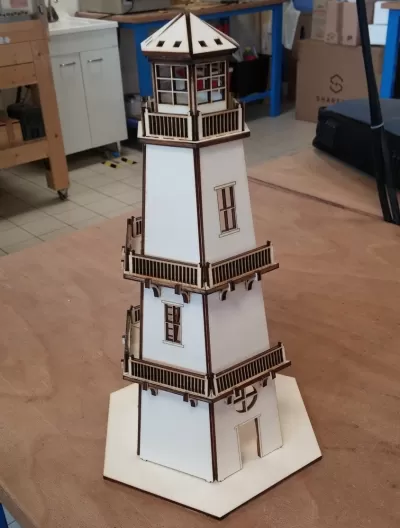 Lazer Kesim Deniz Feneri 3D Model Kit Oyuncak 4mm MDF DXF Dosyası DXF çizimi