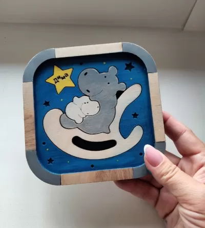 Lazer Kesim Su Aygırları Çocuklar İçin Puzzle Ücretsiz Vektör CDR çizimi