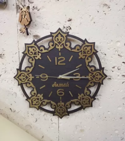 Lazer Kesim Dekoratif Ahşap Duvar Saati DXF Dosyası DXF çizimi