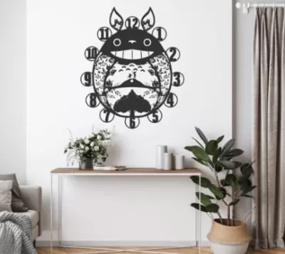 Lazer Kesim Komşum Totoro Duvar Saati DXF Dosyası DXF çizimi