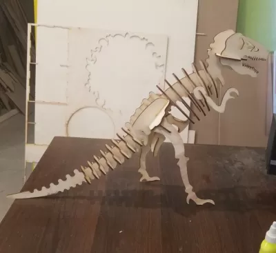 Lazer Kesim Tyrannosaurus Dinozor 3D Puzzle 3mm Ücretsiz Vektör CDR çizimi