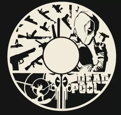 Lazer Kesim Deadpool Duvar Saati Ücretsiz Vektör CDR çizimi