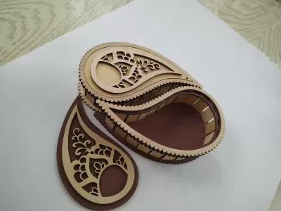 Lazer Kesim Ahşap Dekor Gözyaşı Kutusu Yin Yang Kutusu Ücretsiz Vektör CDR çizimi