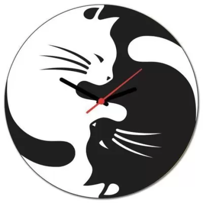 Lazer Kesim Yin Yang Kediler Duvar Saati Ücretsiz Vektör CDR çizimi