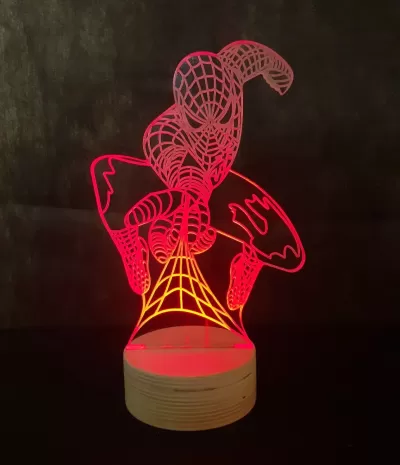 Lazer Kesim Örümcek Adam LED Gece Lambası 3D Lamba Ücretsiz Vektör CDR çizimi