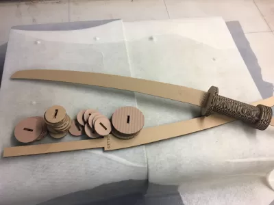 Lazer Kesim Karton Samuray Kılıcı DXF Dosyası DXF çizimi