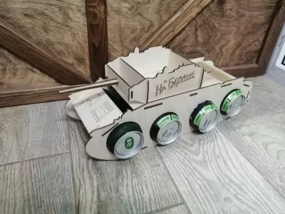 Lazer Kesim Tank Şeklinde İçecek Tutucu CDR çizimi