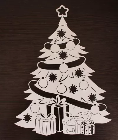 Lazer Kesim Sevimli Noel Ağacı Süsü Ahşap Noel Süsü DXF Dosyası DXF çizimi
