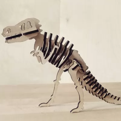 Lazer Kesim Ahşap Dinozor İskeleti Puzzle Ücretsiz Vektör CDR çizimi