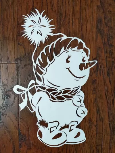 Lazer Kesim Kardan Adam Noel Pencere Süsü DXF Dosyası DXF çizimi