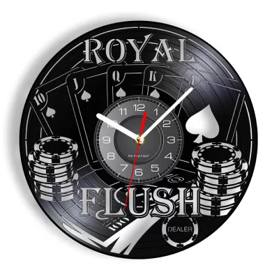 Lazer Kesim Royal Flush Poker Duvar Saati Kart Oyunları Vinil Plak Duvar Dekoru Ücretsiz Vektör CDR çizimi