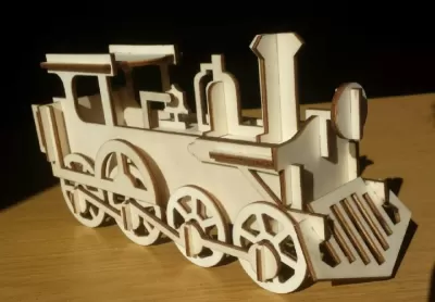 Lazer Kesim Ahşap Oyuncak Tren SVG çizimi