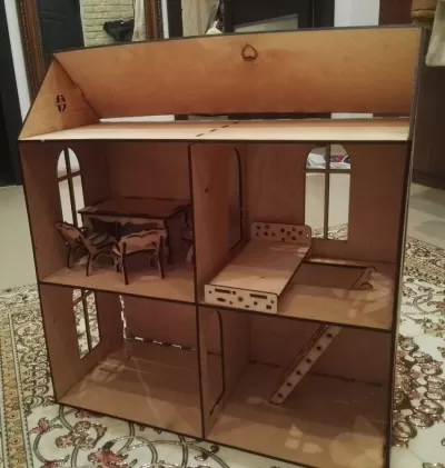 Lazer Kesim Ahşap Bebek Evi Seti Ücretsiz Vektör CDR çizimi