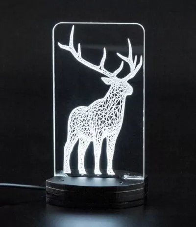 Lazer Kesim Noel Geyiği Akrilik 3D Gece Lambası DXF Dosyası DXF çizimi