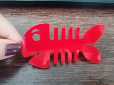 Lazer Kesim Pleksiglas Cep Tipi Kulaklık Tutucu Balık Kordon Düzenleyici DXF Dosyası DXF çizimi