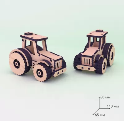 Lazer Kesim Basit Ahşap Oyuncak Traktör 4mm Ücretsiz Vektör AI çizimi