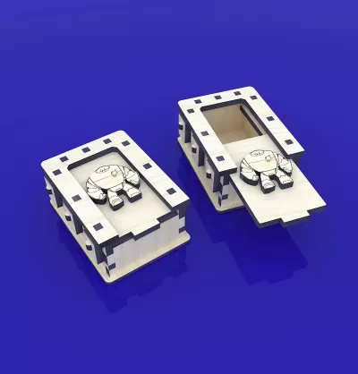 Lazer Kesim Ahşap Zar Kutusu Saklama Kutusu 4mm Ücretsiz Vektör CDR çizimi