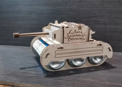 Lazer Kesim Tank Model Bira Tutucu Ücretsiz Vektör CDR çizimi