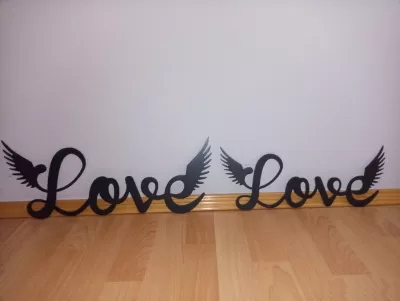 Lazer Kesim Aşk Kanatları Duvar Dekoru DXF Dosyası DXF çizimi