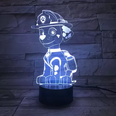 Lazer Kesim Paw Patrol 3D Akrilik LED Gece Lambası Anime Oyuncak Çocuk Hediyesi Ücretsiz Vektör CDR çizimi