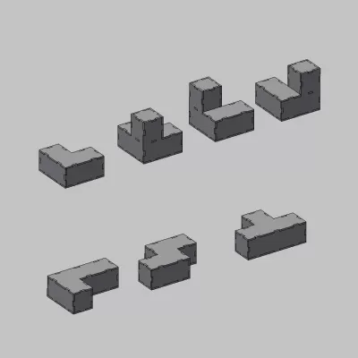 Lazer Kesim Tetris Blokları 3D Ücretsiz Vektör CDR çizimi