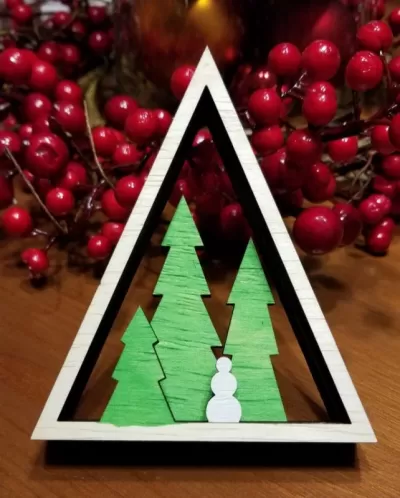Lazer Kesim Noel Ağacı Heykeli DXF Dosyası DXF çizimi