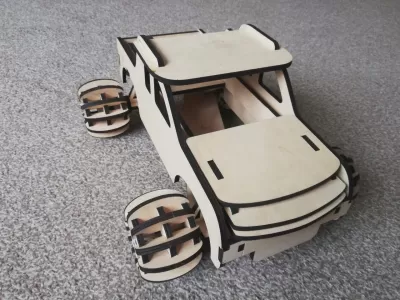 Lazer Kesim Ahşap Oyuncak Kamyon 3D Model Ücretsiz Vektör CDR çizimi