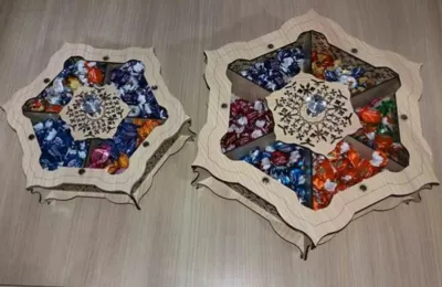 Lazer Kesim Dekoratif Şeker Kutusu Ücretsiz Vektör CDR çizimi