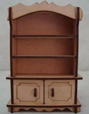 Lazer Kesim Bebek Evi Dolabı Raflı ve Çekmeceli CDR çizimi