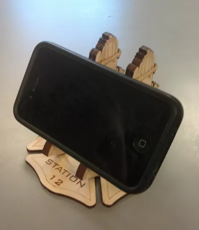 Lazer Kesim İtfaiyeci Telefon Standı DXF Dosyası DXF çizimi