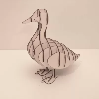 Lazer Kesim Ahşap Ördek 3D Puzzle Ücretsiz Vektör CDR çizimi