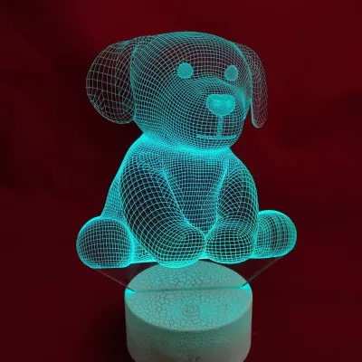 Lazer Kesim Köpek Yavrusu 3D Lamba Ücretsiz Vektör CDR çizimi