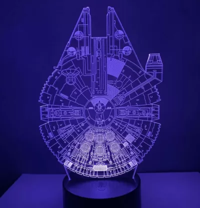 Lazer Kesim Star Wars Millennium Falcon 3D Lamba Ücretsiz Vektör CDR çizimi