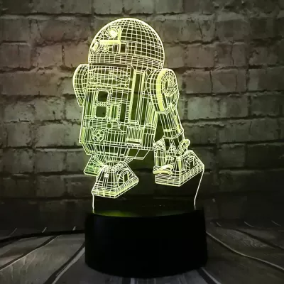 Lazer Kesim Star Wars R2-D2 3D İlüzyon Lamba Ücretsiz Vektör CDR çizimi