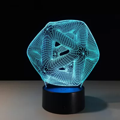 Lazer Kesim 3D Soyut Şekil Gece Lambası İllüzyon Lamba Ücretsiz Vektör CDR çizimi