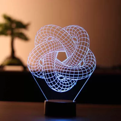 Lazer Kesim 3D Torus Spiral Akrilik Lamba Ücretsiz Vektör CDR çizimi