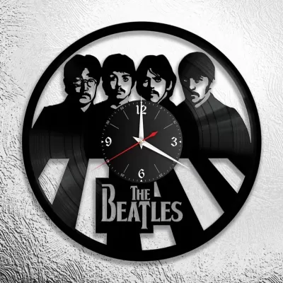 Lazer Kesim Beatles Vinil Plak Duvar Saati Ücretsiz Vektör CDR çizimi