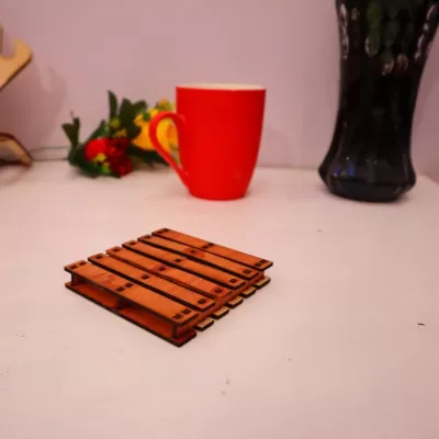 Lazer Kesim Ahşap Mini Palet Bardak Altlığı 4mm Ücretsiz Vektör CDR çizimi
