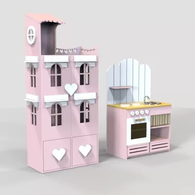 Lazer Kesim Barbie Bebek Mutfak Çocuk Bebek Evi Mutfak DXF Dosyası DXF çizimi
