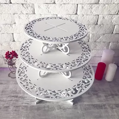 Lazer Kesim Cupcake Standı Parti İçin Cupcake Sergileme Cupcake Kulesi CDR çizimi