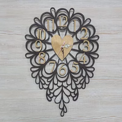 Lazer Kesim Dekoratif Duvar Saati DXF Dosyası DXF çizimi